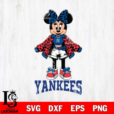 New York Yankees Style Minnie Disney Svg Eps Dxf Png File, Digital Download, Instant Download