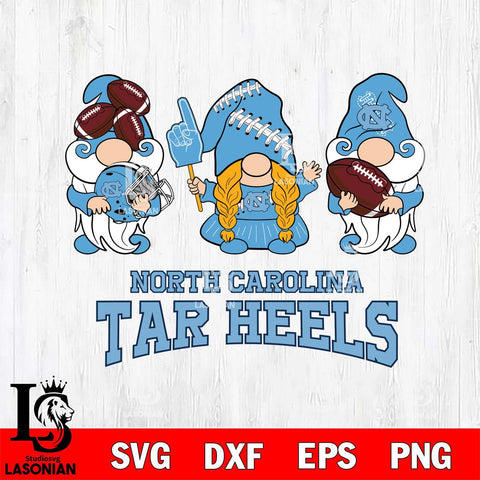 North Carolina Tar Heels 3 Gnomes Football Svg Eps Dxf Png File, Digital Download, Instant Download