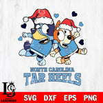 North Carolina Tar Heels Bluey Christmas NFL Svg Eps Dxf Png File, Digital Download