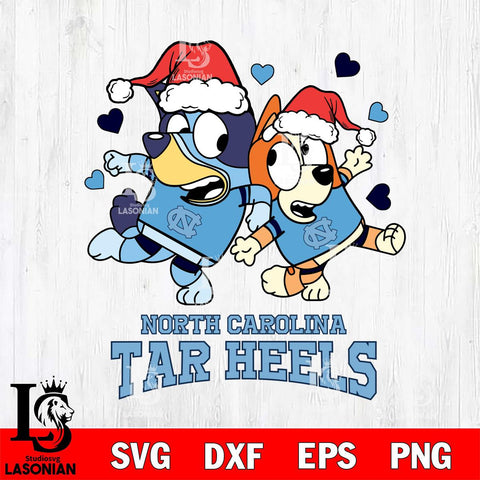 North Carolina Tar Heels Bluey Christmas NFL Svg Eps Dxf Png File, Digital Download