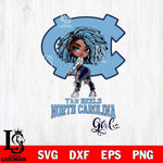 North Carolina Tar Heels Fan Girl Svg Eps Dxf Png File, Digital Download, Instant Download