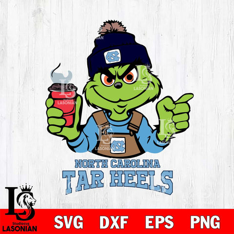 North Carolina Tar Heels Grinch with coffee Svg Eps Dxf Png File, Digital Download, Instant Download