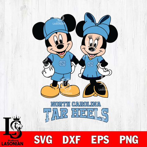 North Carolina Tar Heels Mickey Minnie Rugby Svg Eps Dxf Png File, NCAA svg , File Cut , Digital Download , Instant Download, Cut Svg Files