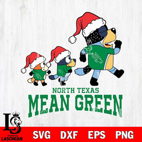 North Texas Mean Green Bluey Family Christmas Svg Eps Dxf Png File, Digital Download