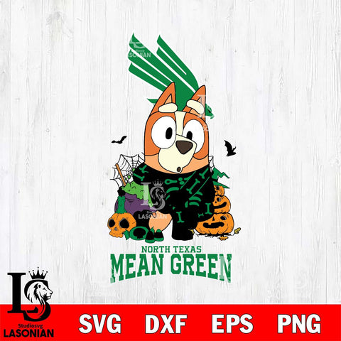 North Texas Mean Green Bluey Halloween NCAA Svg Eps Dxf Png File, Digital Download, Instant Download