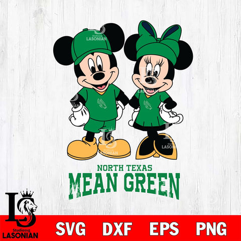 North Texas Mean Green Mickey Minnie Rugby Svg Eps Dxf Png File, NCAA svg , File Cut , Digital Download , Instant Download, Cut Svg Files