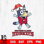 Northern Illinois Huskies Bluey Happy Christmas Svg Eps Dxf Png File, Digital Download