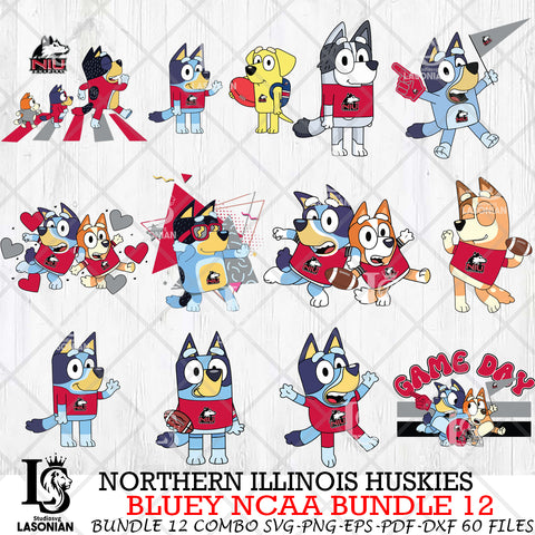 Northern Illinois Huskies Bluey NCAA Bundle 12 Svg Eps Dxf Png File, Digital Download, Instant Download