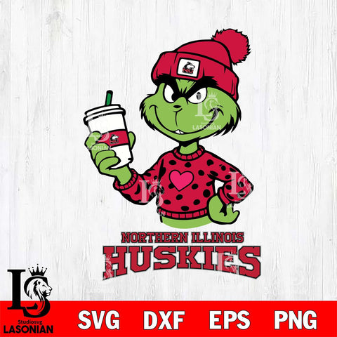 Northern Illinois Huskies Boujee Grinch Heart Christmas Cut Files Cricut, Svg Dxf Eps Png file, Digital download , Silhouette