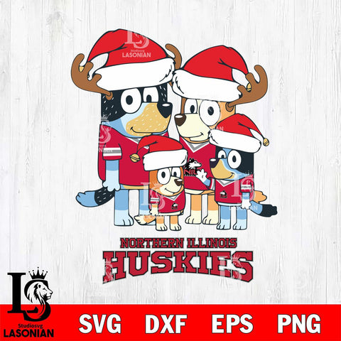 Northern Illinois Huskies Christmas Bluey Santa Family Cut Files,Bluey Cricut,Christmas Svg , Bluey svg , Digital Download, dxf eps png pdf file