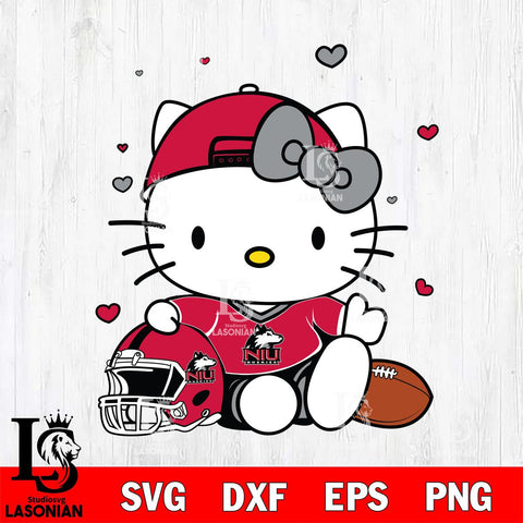 Northern Illinois Huskies Cute Hello Kitty Football Svg Eps Dxf Png File, NCAA svg, Digital Download, Instant Download