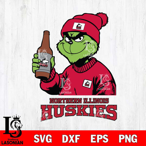 Northern Illinois Huskies Grinch Drinking Beer Christmas Cut Files Cricut, Svg Dxf Eps Png file, Digital download , Silhouette