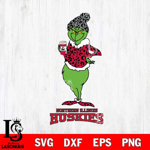 Northern Illinois Huskies Grinch Leopard Coffee Svg Eps Dxf Png File, Digital Download, Instant Download