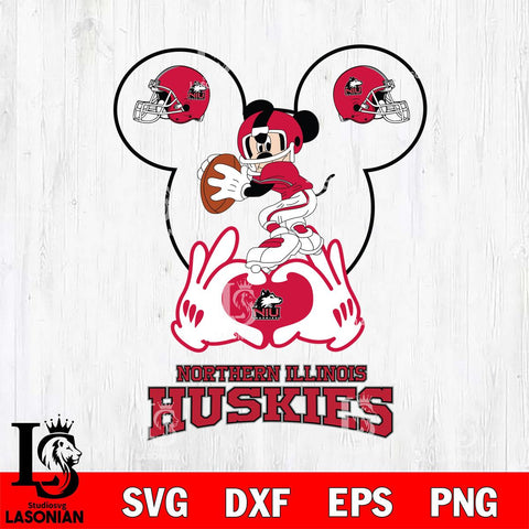 Northern Illinois Huskies Mickey Heart Rugby Svg Eps Dxf Png File, Digital Download ,Instant Download, Cricut File