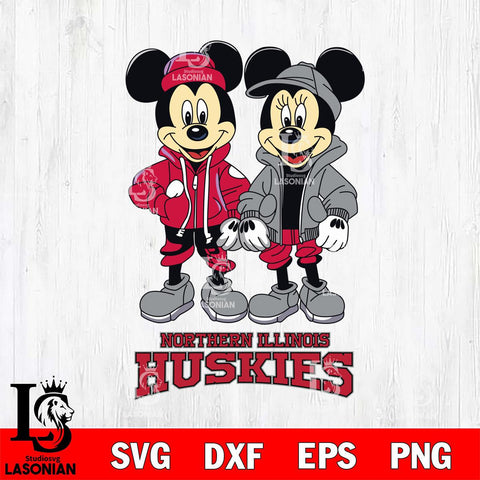 Northern Illinois Huskies Mickey Minnie Mouse Football Svg Eps Dxf Png File, NCAA svg , File Cut , Digital Download , Instant Download, Cut Svg Files