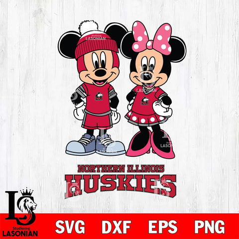 Northern Illinois Huskies Mickey Minnie Mouse Pink Svg Eps Dxf Png File, NCAA svg , File Cut , Digital Download , Instant Download, Cut Svg Files