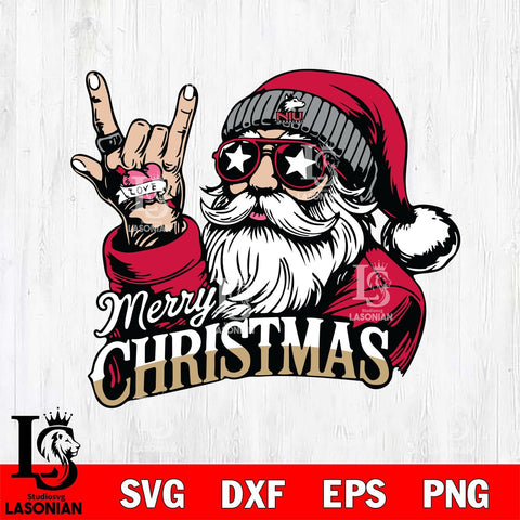 Northern Illinois Huskies Rock Santa Claus Football Svg dxf eps png pdf file,NCAA svg,Digital Download,Cricut file