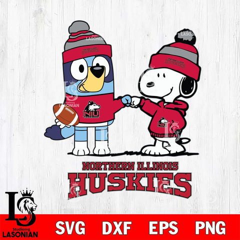 Northern Illinois Huskies Snoopy & Bluey Football Svg Eps Dxf Png File,NCAA Svg Files,Chill Guy svg ,Digital Download ,Instant Download, Cricut File