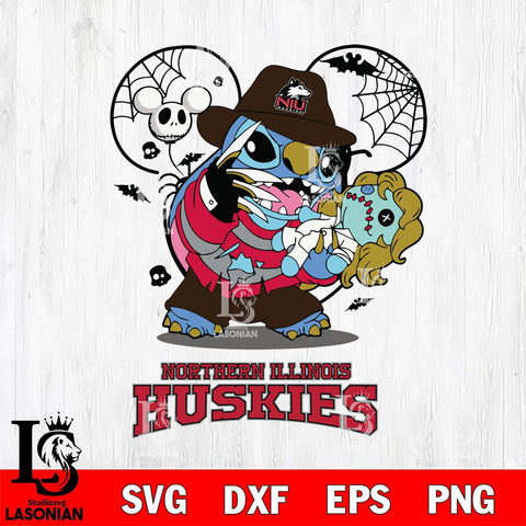 Northern Illinois Huskies Stitch Freddy Krueger Halloween Svg Eps Dxf Png File, Digital Download, Instant Download