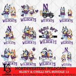 Northwestern Wildcats Bluey & Bingo Bundle 12 SVG Svg Eps Dxf Png File, Bundle NCAA svg, Digital Download, Instant Download