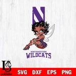 Northwestern Wildcats Beauty Black Fairy Betty Boop, Svg Eps Dxf Png File, Digital Download