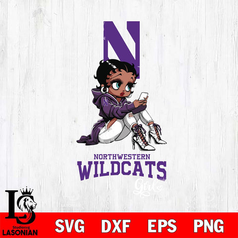 Northwestern Wildcats Beauty Black Fan Girl Football, Svg Eps Dxf Png File, Digital Download