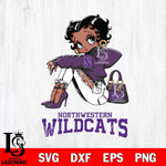 Northwestern Wildcats Betty Boop Black Fan Girl Svg Eps Dxf Png File, Digital Download, Instant Download