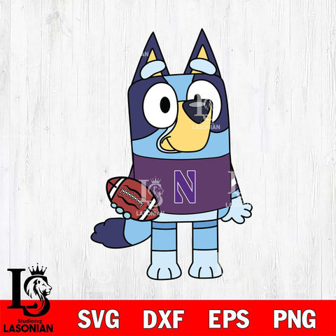 Northwestern Wildcats Bluey 2 Svg Eps Dxf Png File, Digital Download, Instant Download