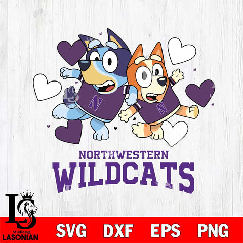 Northwestern Wildcats Bluey & Bingo 10 Svg Eps Dxf Png File, NCAA svg, Digital Download, Instant Download