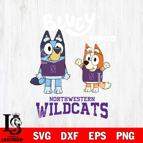 Northwestern Wildcats Bluey & Bingo 4 Svg Eps Dxf Png File, NCAA svg, Digital Download, Instant Download