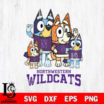 Northwestern Wildcats Bluey & Bingo 7 Svg Eps Dxf Png File, NCAA svg, Digital Download, Instant Download