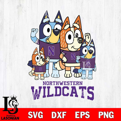 Northwestern Wildcats Bluey & Bingo 7 Svg Eps Dxf Png File, NCAA svg, Digital Download, Instant Download