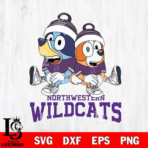 Northwestern Wildcats Bluey & Bingo 8 Svg Eps Dxf Png File, NCAA svg, Digital Download, Instant Download