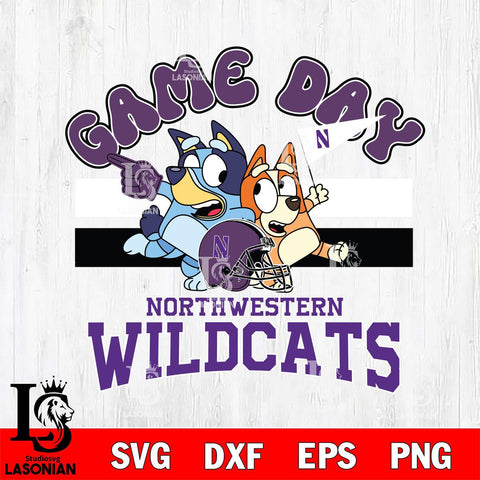 Northwestern Wildcats Bluey & Bingo 9 Svg Eps Dxf Png File, NCAA svg, Digital Download, Instant Download