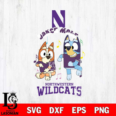 Northwestern Wildcats Bluey Bingo Dance Mode Svg Eps Dxf Png File, NCAA svg, Digital Download, Instant Download