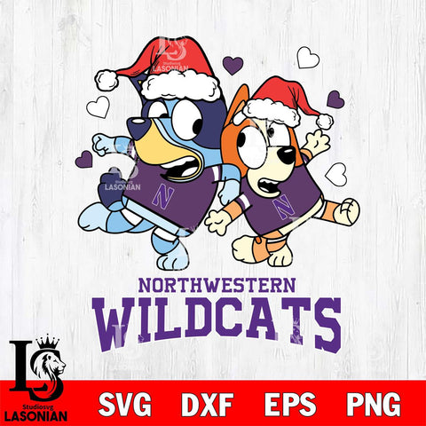 Northwestern Wildcats Bluey Christmas NFL Svg Eps Dxf Png File, Digital Download