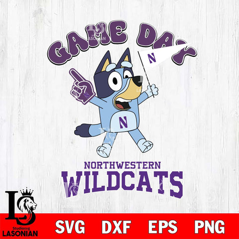 Northwestern Wildcats Bluey Game Day Svg Eps Dxf Png File, Digital Download, Instant Download