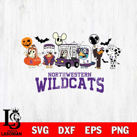 Northwestern Wildcats Bluey Halloween Svg Eps Dxf Png File, Digital Download, Instant Download