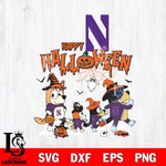 Northwestern Wildcats Bluey Halloween Family Svg Eps Dxf Png File, Digital Download, Instant Download