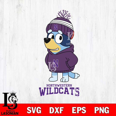 Northwestern Wildcats Bluey Hoodie rugby Svg Eps Dxf Png File, Digital Download ,Instant Download, Cricut File