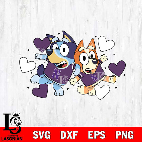 Northwestern Wildcats Bluey heart Svg Eps Dxf Png File, Digital Download, Instant Download