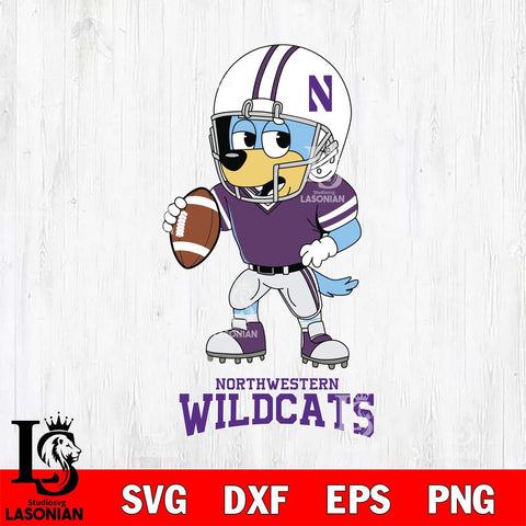 Northwestern Wildcats Bluey rugby Svg Eps Dxf Png File, Digital Download ,Instant Download, Cricut File