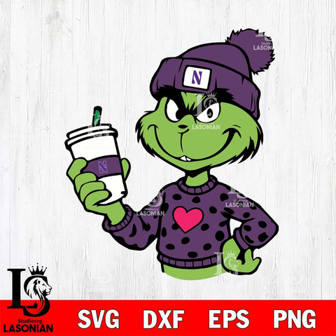 Northwestern Wildcats Boujee Grinch 11 Svg Eps Dxf Png File, Digital Download, Instant Download