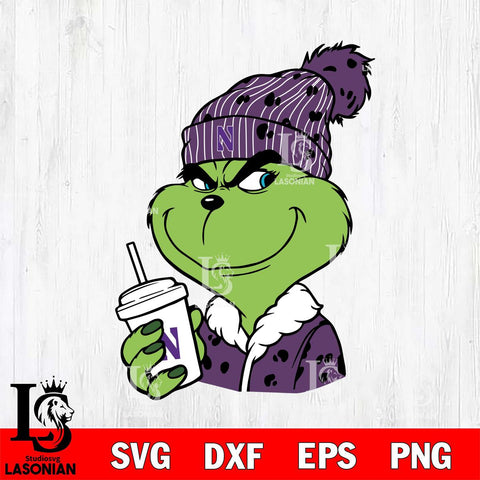 Northwestern Wildcats Boujee Grinch 3 Svg Eps Dxf Png File, Digital Download, Instant Download