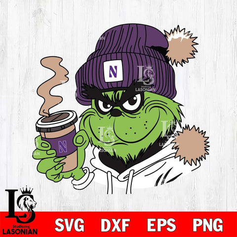 Northwestern Wildcats Boujee Grinch 4 Svg Eps Dxf Png File, Digital Download, Instant Download