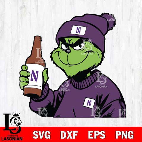 Northwestern Wildcats Boujee Grinch 5 Svg Eps Dxf Png File, Digital Download, Instant Download