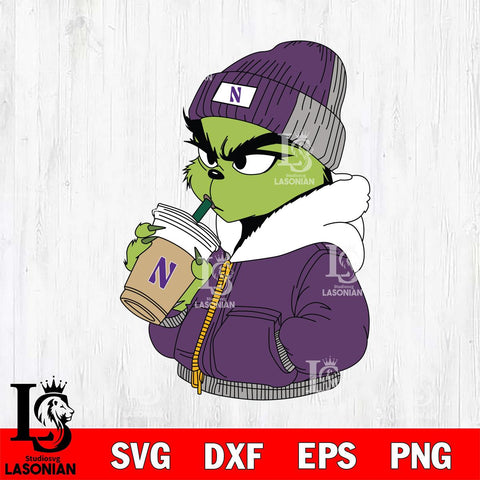 Northwestern Wildcats Boujee Grinch 6 Svg Eps Dxf Png File, Digital Download, Instant Download