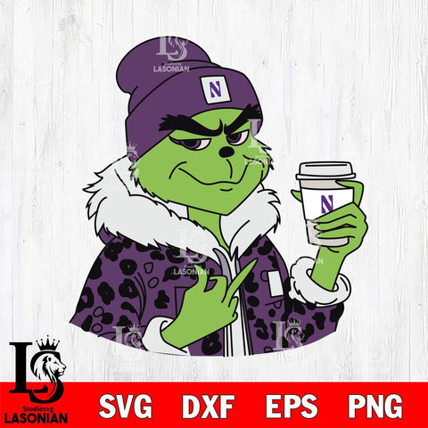 Northwestern Wildcats Boujee Grinch 7 Svg Eps Dxf Png File, Digital Download, Instant Download