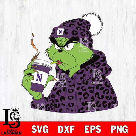 Northwestern Wildcats Boujee Grinch 8 Svg Eps Dxf Png File, Digital Download, Instant Download