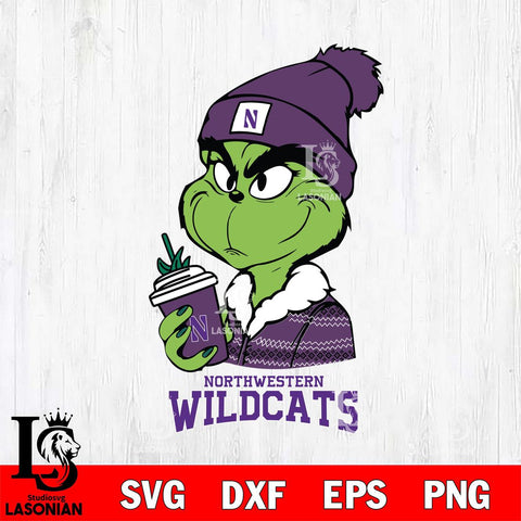 Northwestern Wildcats Boujee Grinch Christmas Cut Files Cricut, Svg Dxf Eps Png file, Digital download , Silhouette